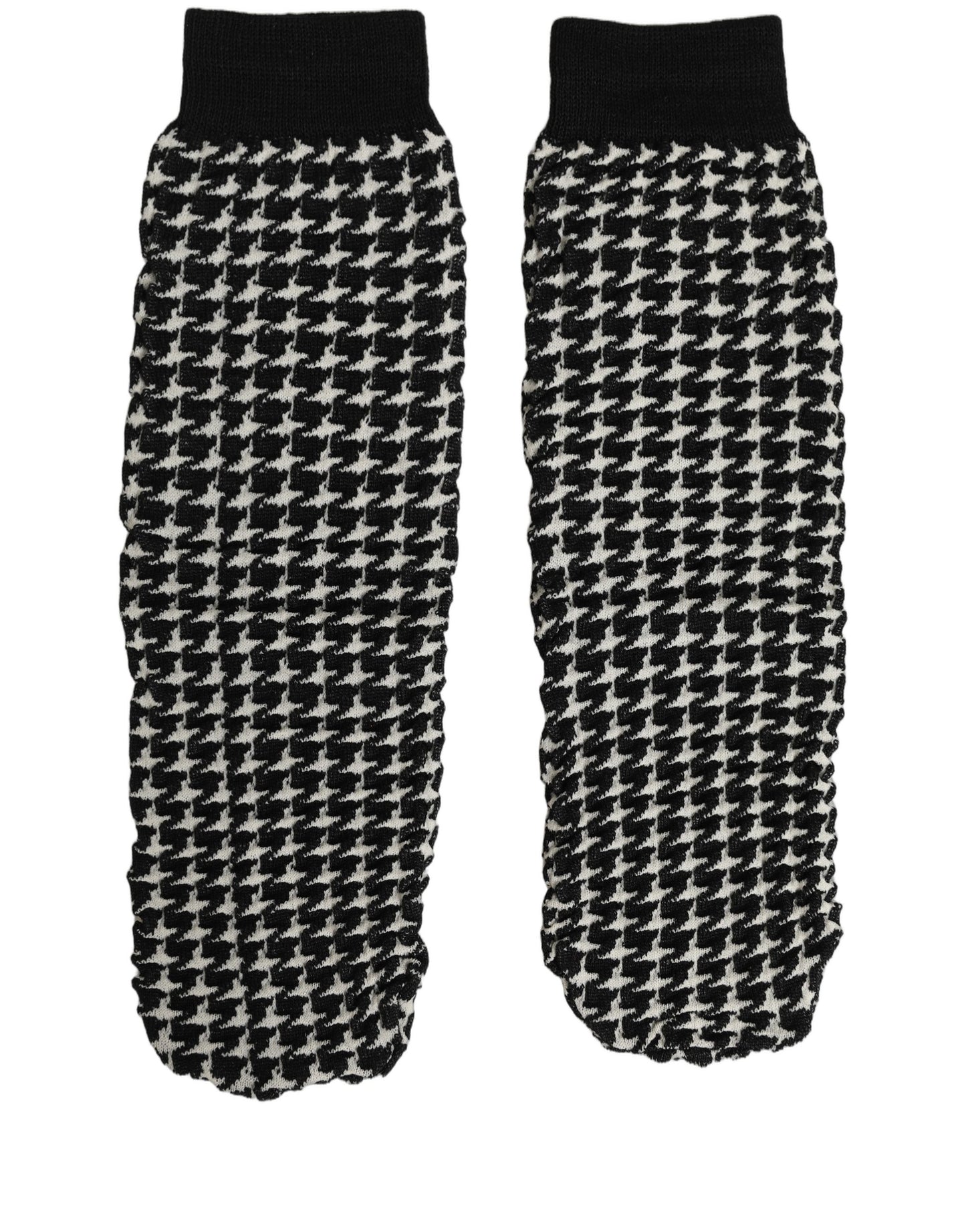 Dolce & Gabbana Black White Houndstooth Ankle Length Socks