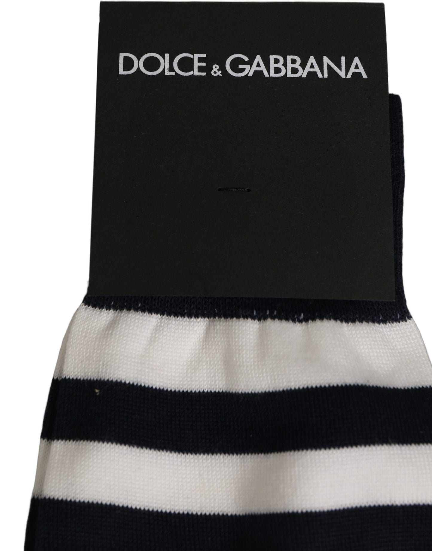 Dolce & Gabbana Black White Stripes Cotton Mid Calf Accessory Socks