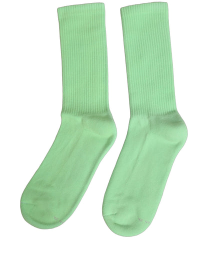 Dolce & Gabbana Green Cotton Ribbed Mid Calf Women Accessory Socks