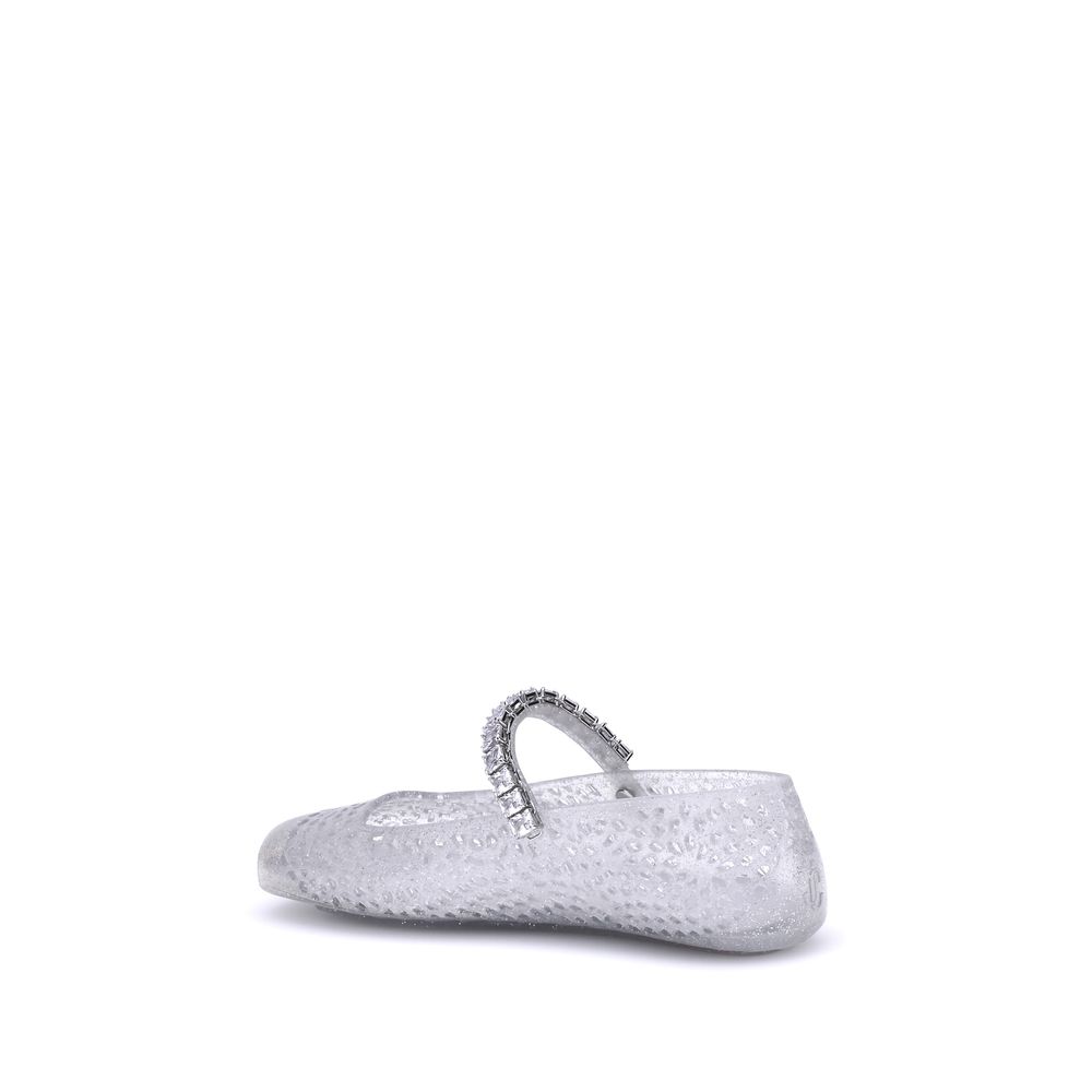 Jimmy Choo White Polyurethane Ballet Flats