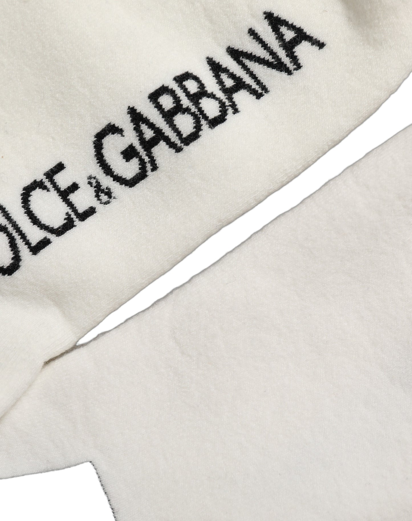 Dolce & Gabbana White Black Cotton Stretch Knee High Socks