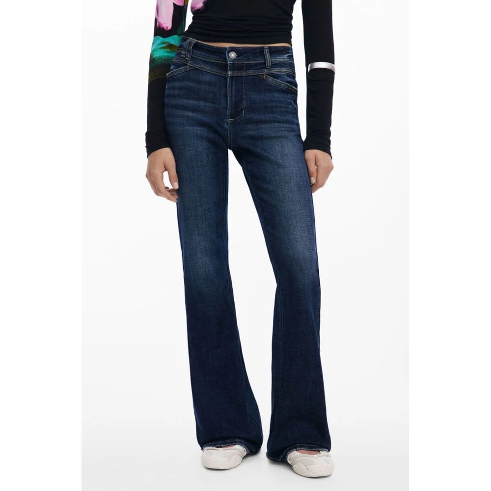 Desigual Blue Cotton Flared Jeans