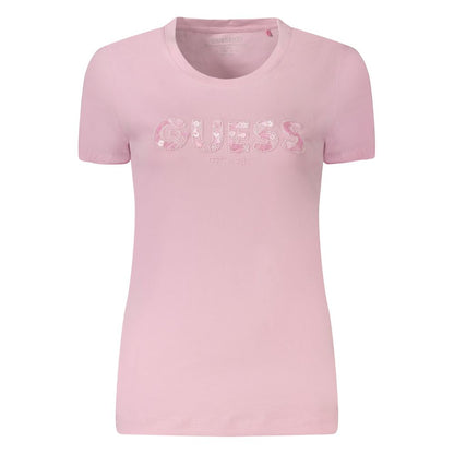 Guess Jeans Pink Cotton T-Shirt