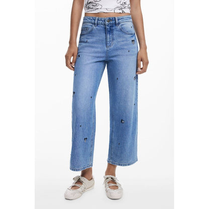 Desigual Blue Cotton Relaxed Fit Jeans