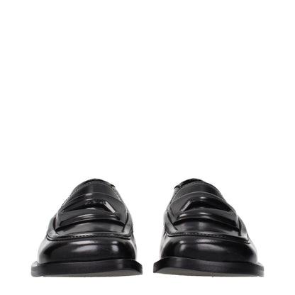 The Attico Black Leather Slip-On Loafers