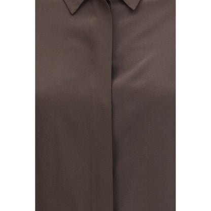 Lardini Brown Silk Dress Shirt