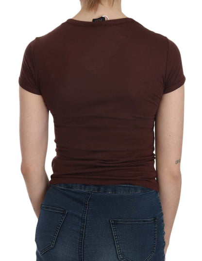 Exte Brown Hearts Short Sleeve Casual T-shirt Top