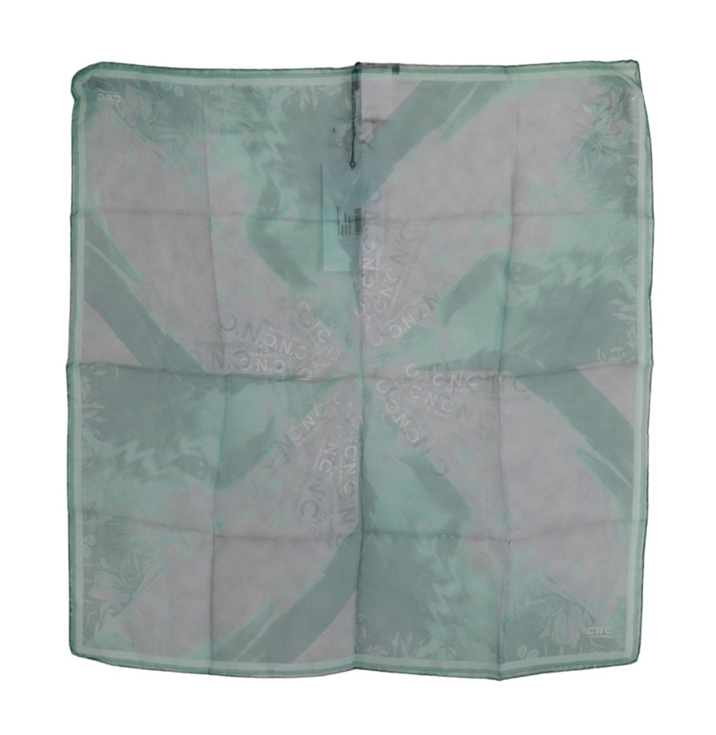 Costume National Green Silk Shawl Foulard Wrap Scarf