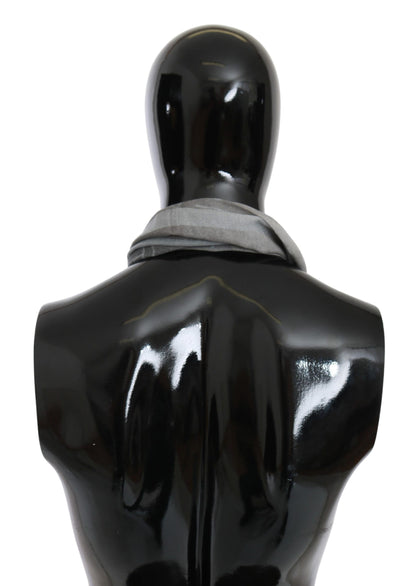 GF Ferre Gray Wool Viscose Foulard Patterned Branded Scarf