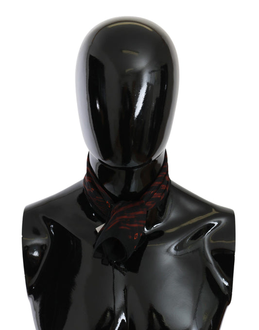 Costume National Black Orange 100% Silk Branded Scarf