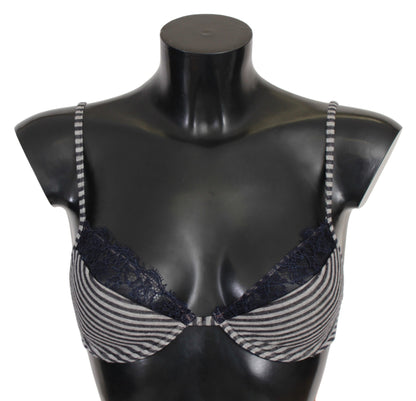 Ermanno Scervino Blue Stripes Lace Reggiseno Bra Underwear