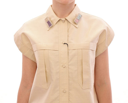 Andrea Incontri Beige Sleeveless Blouse Top