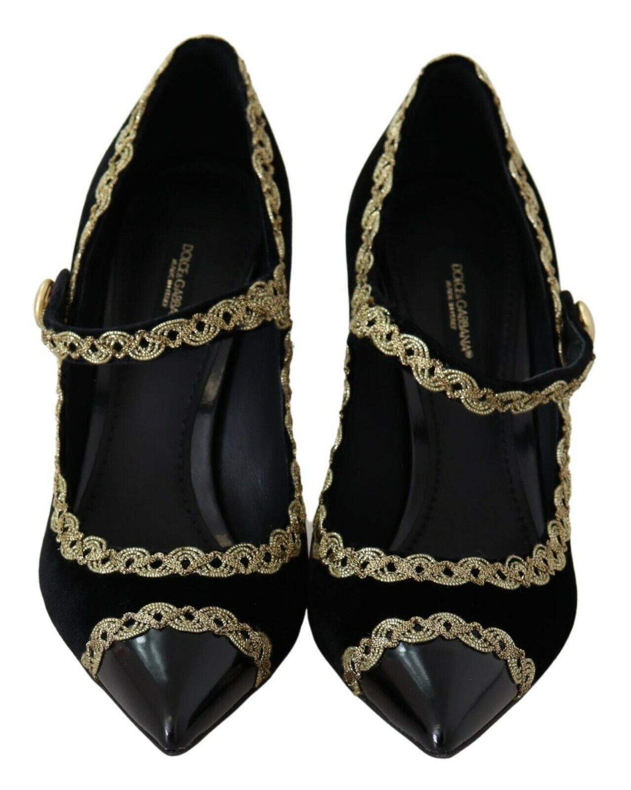 Scarpe Mary Jane con tacco Dolce &amp; Gabbana in velluto nero decorato