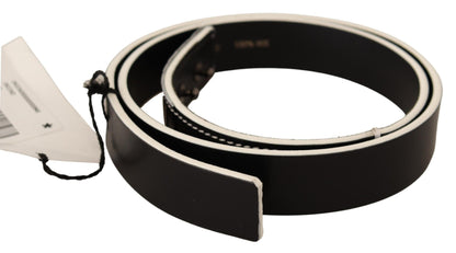 Costume National Black White Leather Fashion Waist  Belt