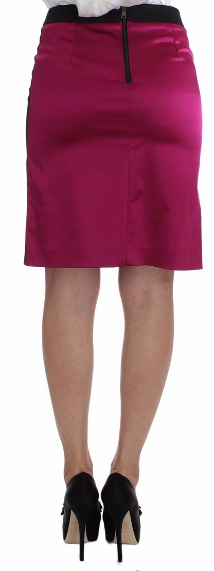 Exte Pink Black Above Knees Cotton Stretch Skirt