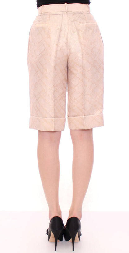 Zeyneptosun Beige Brocade Above Knee Shorts