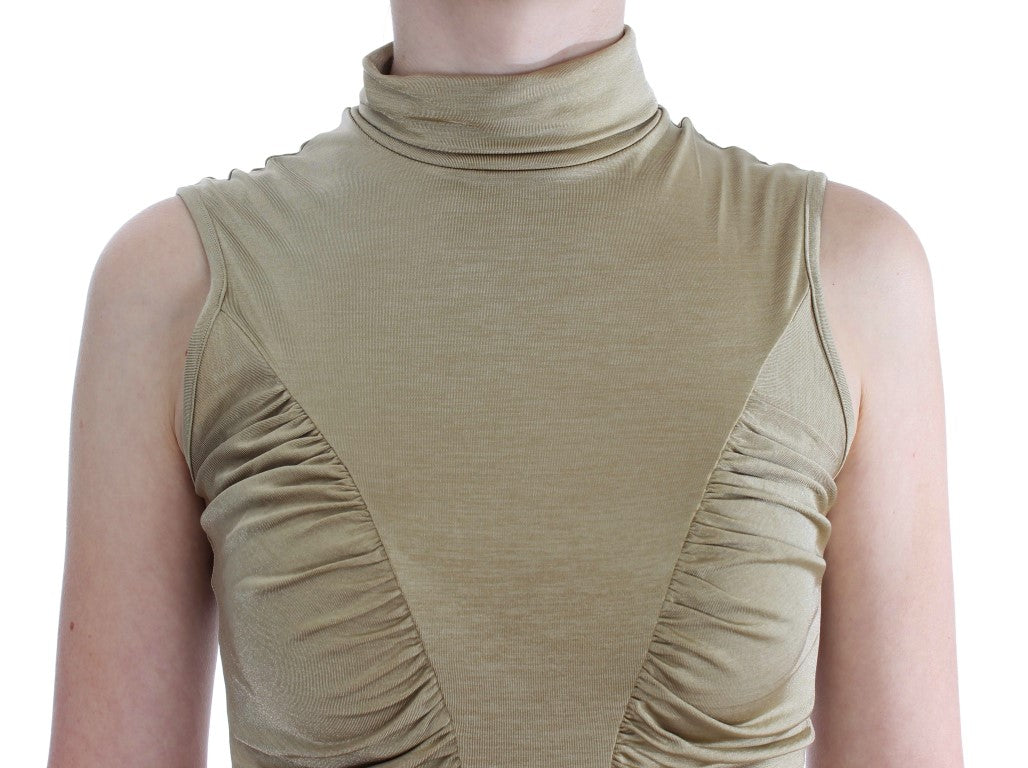 Exte Gold Nylon Turtleneck Top Blouse