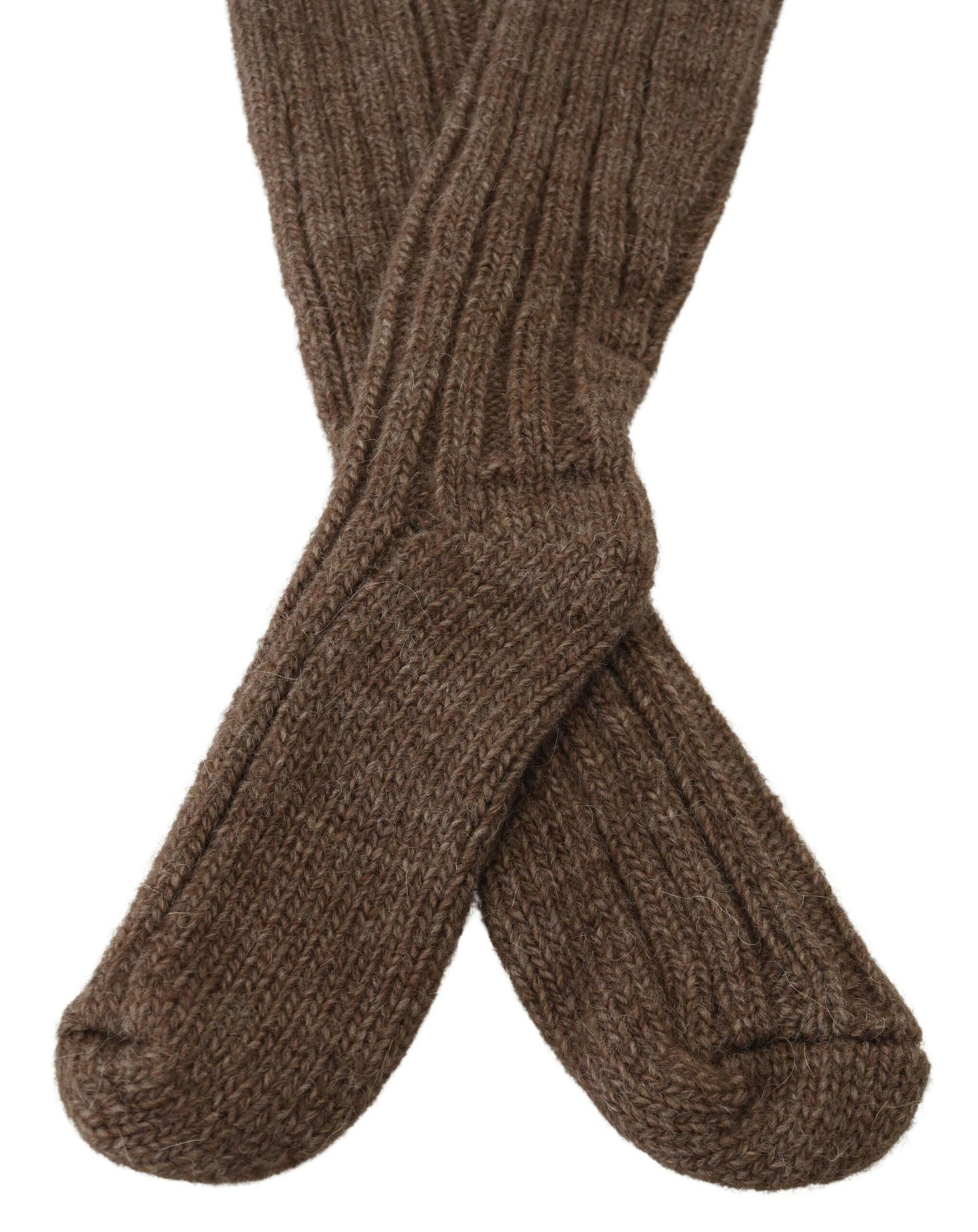 Dolce & Gabbana Brown Wool Knit Calf Long Women Socks