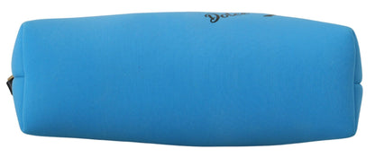 Dolce & Gabbana Blue Logo Print Hand Pouch Leopard Print Toiletry Bag