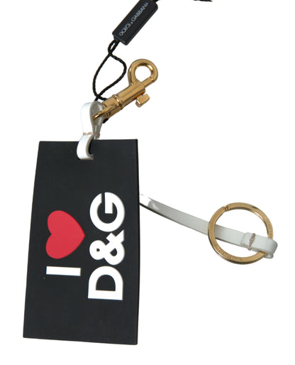 Portachiavi in ​​ottone dorato con logo DG in silicone nero Dolce &amp; Gabbana