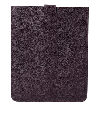 Dolce & Gabbana Dark Brown Leather Logo Plaque Cover Sleeve Tablet Case