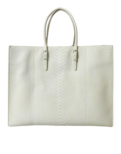 Balenciaga White Yellow Exotic Skin Leather Shopping Tote PAPIER Bag