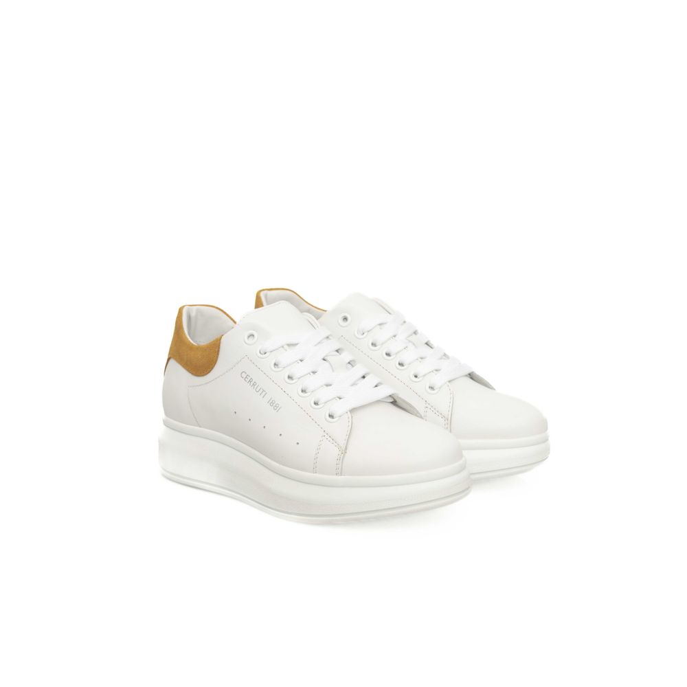 Cerruti 1881 White Cowhide Women Platform Sneaker
