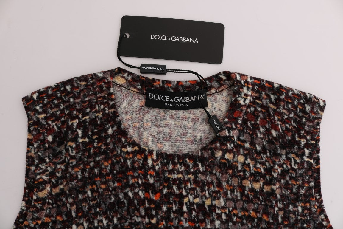 Dolce & Gabbana Multicolor Print Knit Top Wool T-shirt