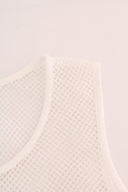Dolce & Gabbana White Net Tank Transparent Top