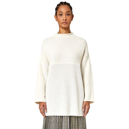 Alpha Studio White Recycled Wool Women Sweater
