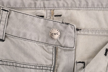 Costume National Gray Wash Cotton Slim Jeans