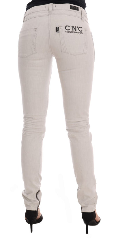 Costume National White Cotton Stretch Slim Jeans