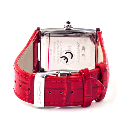 Chronotech Red Leather Dress Watch