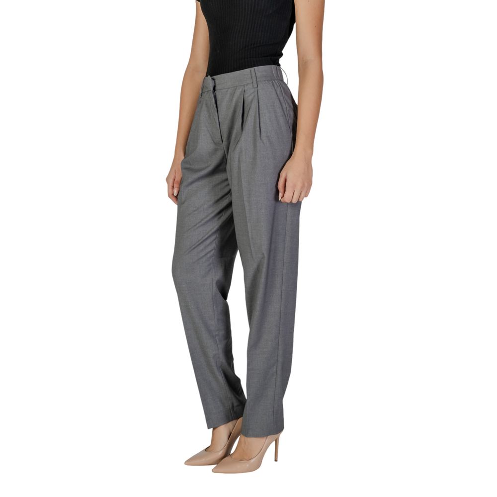 Vila Clothes Gray Polyester Pant