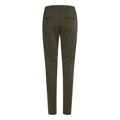 ICHI Green Polyester Casual Pants