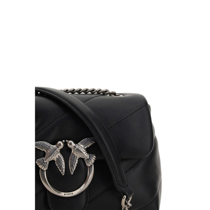 PINKO Black Calf Leather Bos Taurus Shoulder Bag