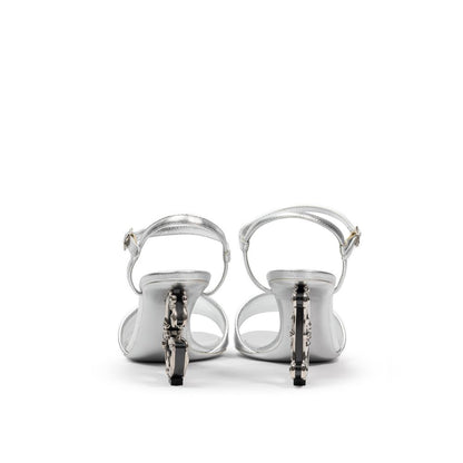 Dolce & Gabbana Gray Leather Stiletto Heel Sandals