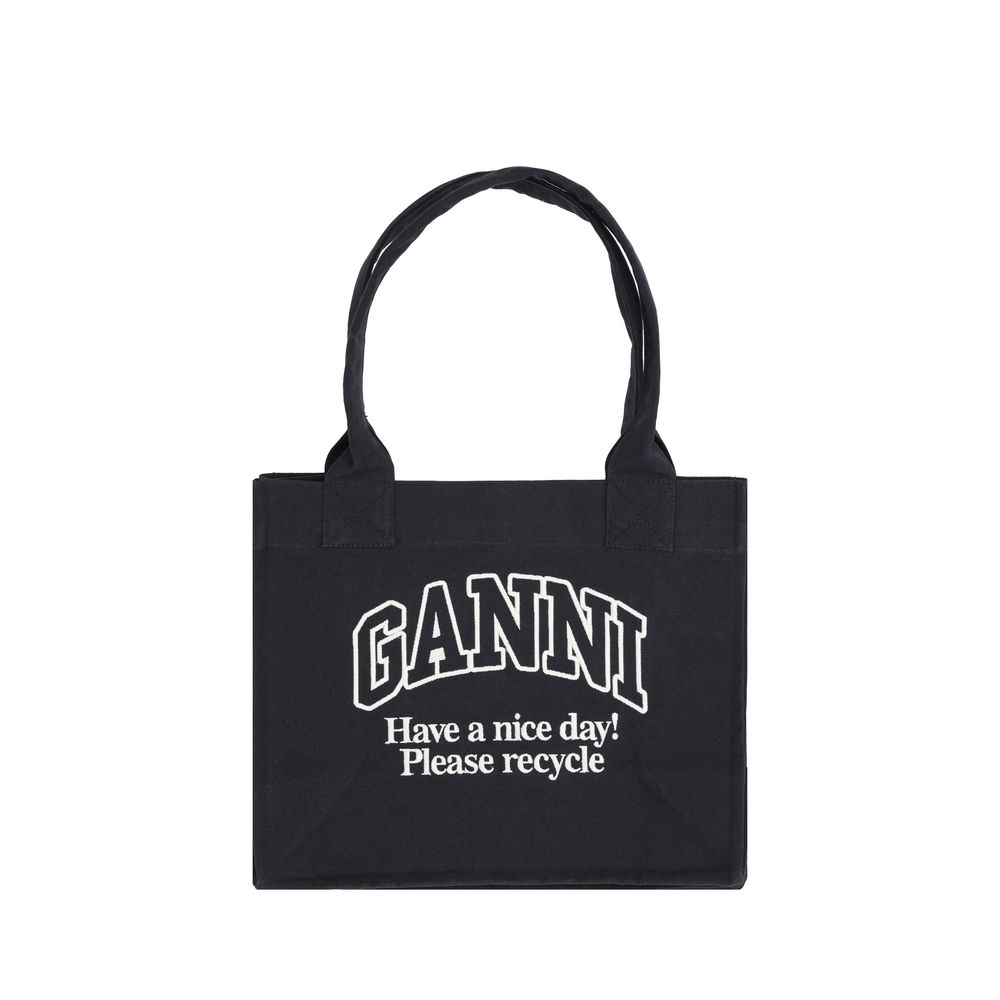 Ganni Black Cotton Shoulder Bag