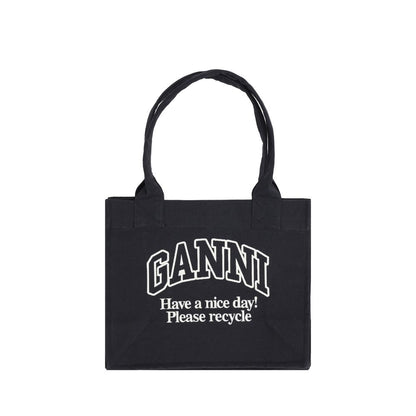 Ganni Black Cotton Shoulder Bag