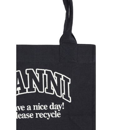 Ganni Black Cotton Shoulder Bag