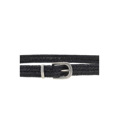 Brunello Cucinelli Black Calf Leather Bos Taurus Regular Belt