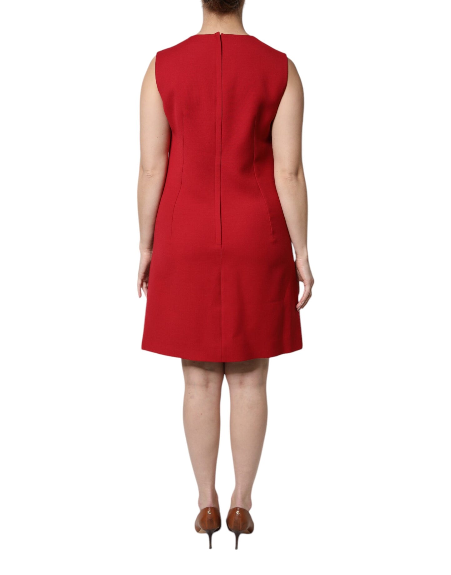 Dolce & Gabbana Red Wool Sleeveless Knee Length A-line Dress