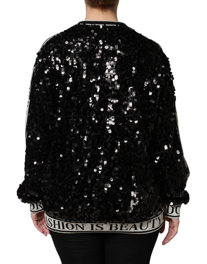 Dolce & Gabbana Black DG Queen Sequin Pullover Sweater