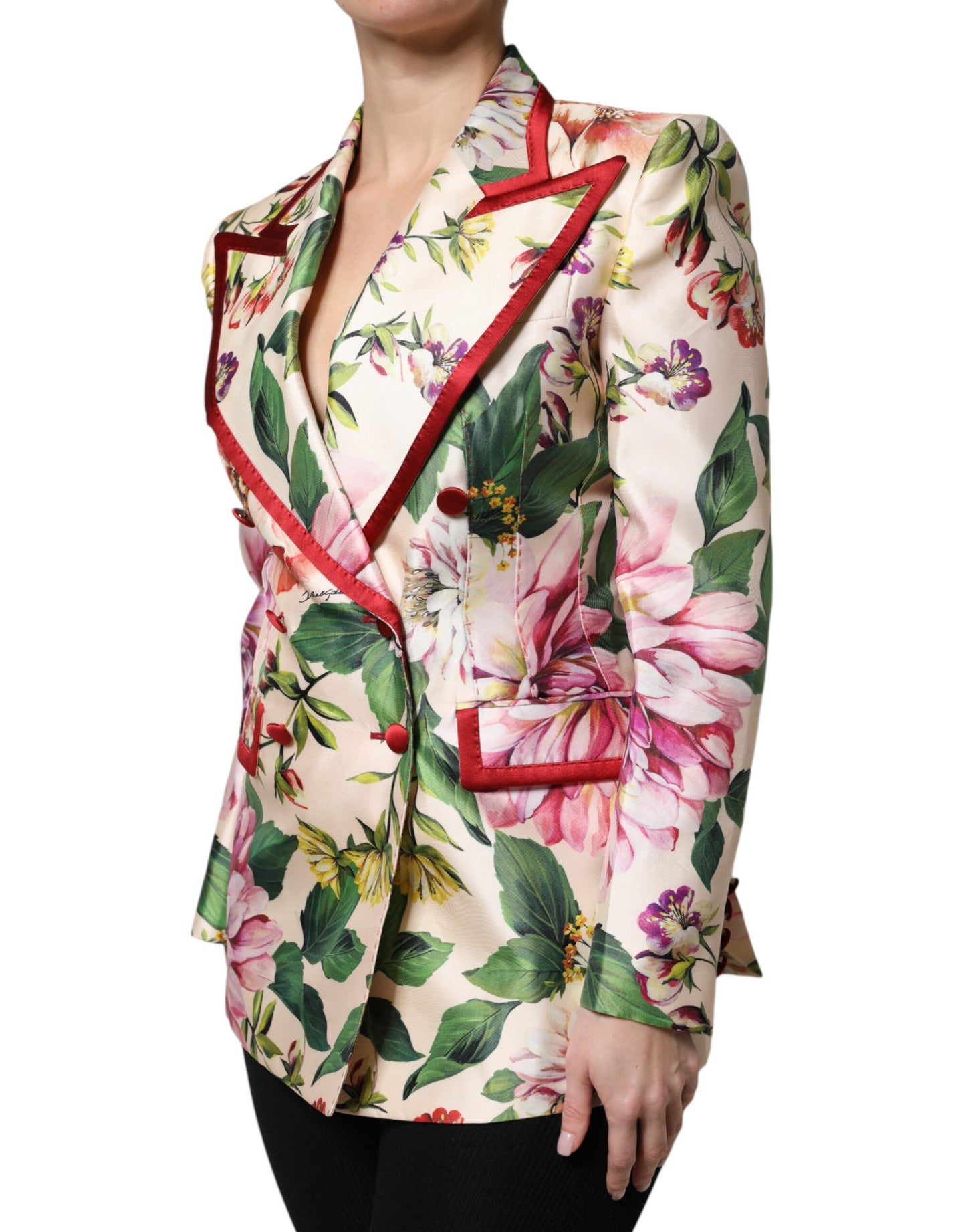 Dolce & Gabbana Multicolor Floral Double Breasted Jacket