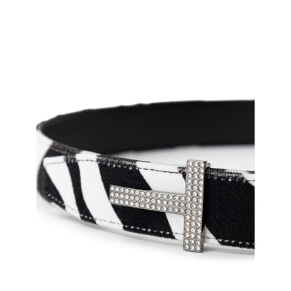 Tom Ford Black And White Leather Regular Belt