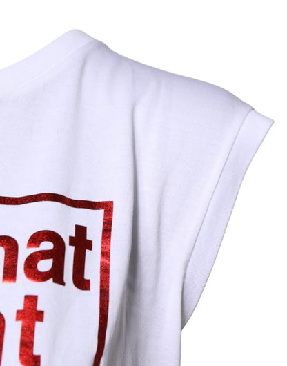 Canotta senza maniche con stampa floreale bianca Dolce &amp; Gabbana