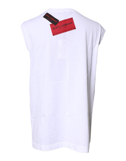 Canotta senza maniche con stampa floreale bianca Dolce &amp; Gabbana