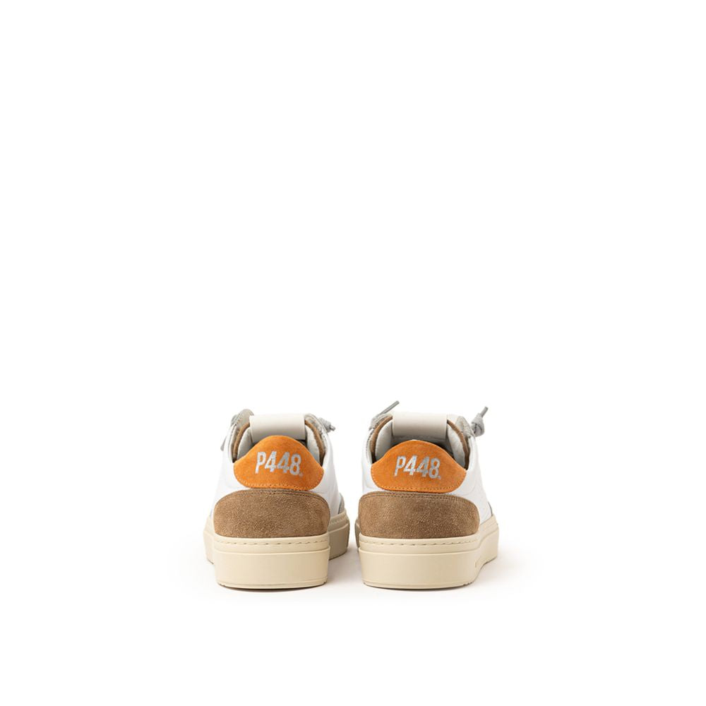 P448 White Leather Athletic Sneakers