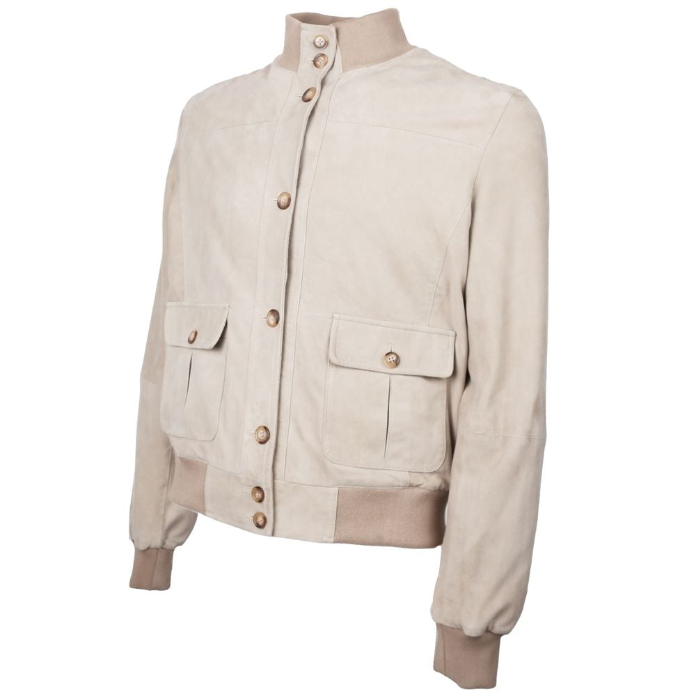 Emilio Romanelli Beige Calfskin Jackets & Coat