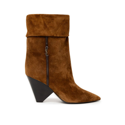 Saint Laurent Brown Suede Leather Ankle Boots